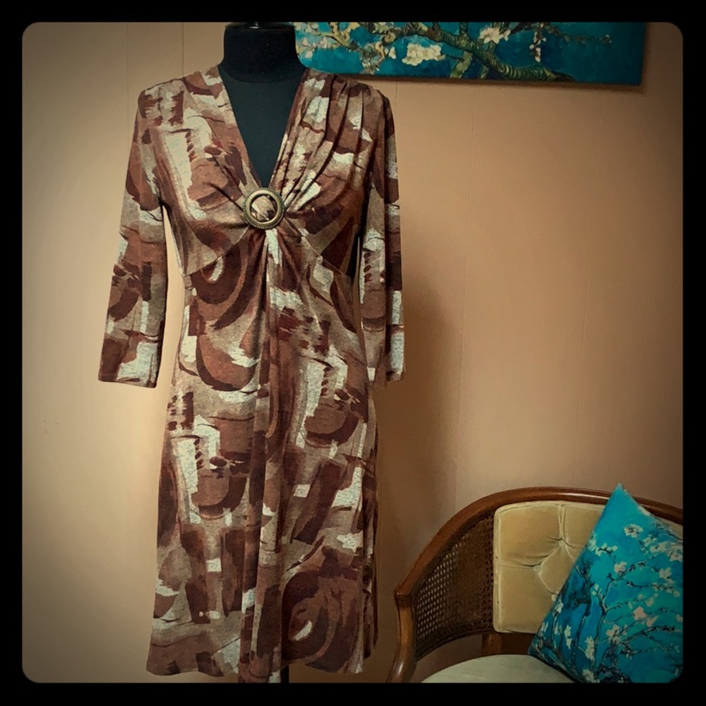Brown and cream dress